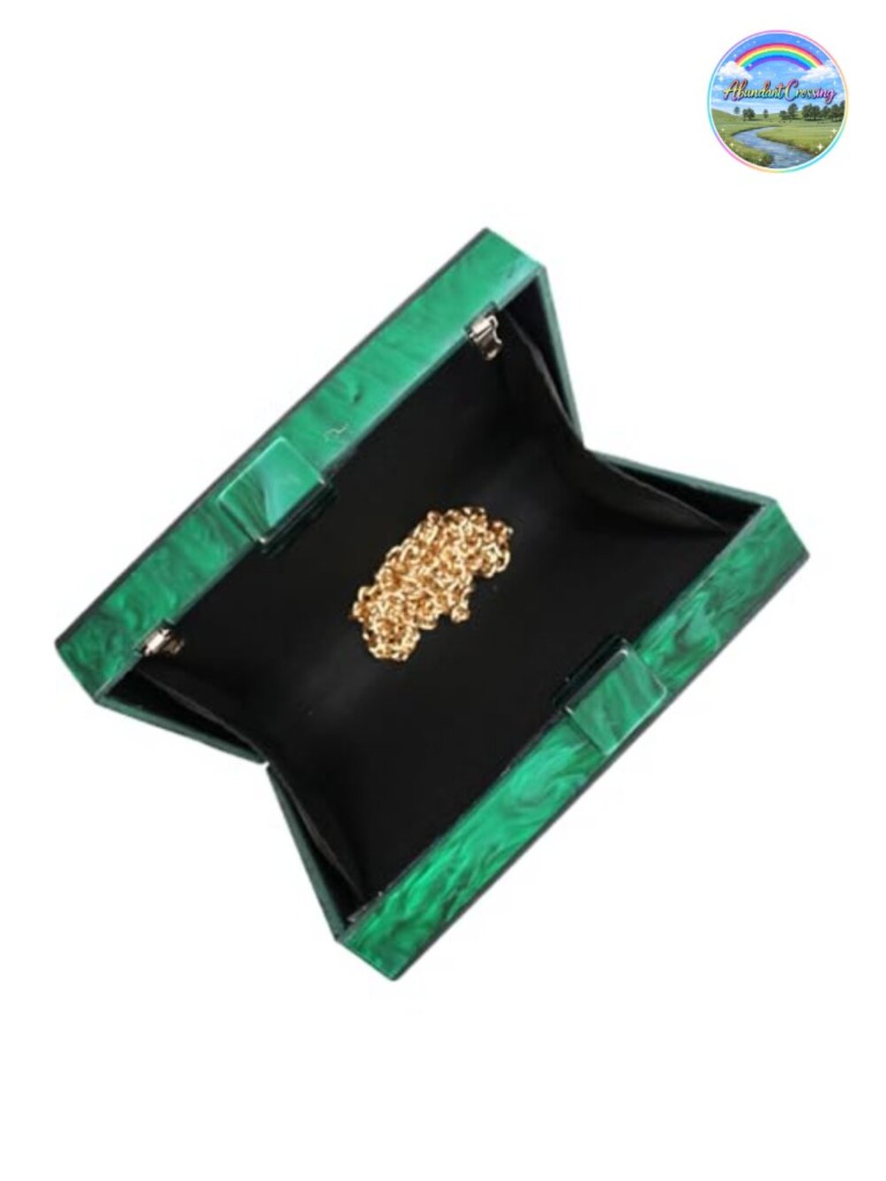 Acrylic Rattan Pattern Square Box Crossbody Chain Handbag Evening Clutch - Picture 4 of 6